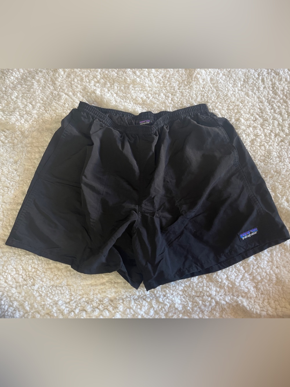 Patagonia Black Running Shorts with Elastic Waistband